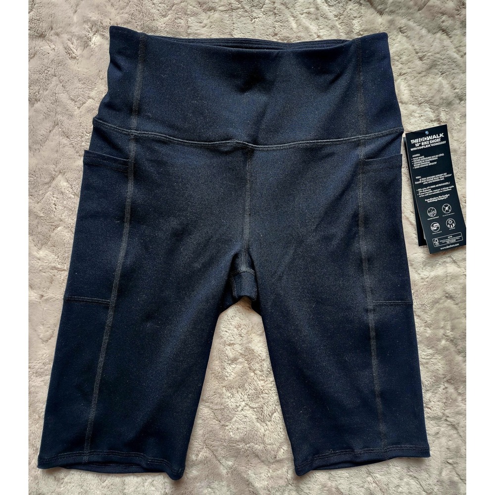 Skechers GO WALK 10" Bike Shorts Black High Waisted Pockets Womens Small